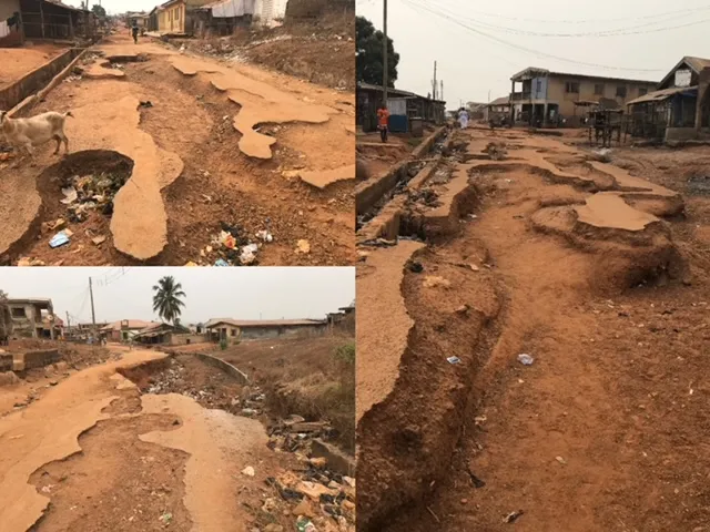 Gully erosion deplorable road delivered by the contractor at Ero omo Kilanko. Photo Credit Abubakar Abdulrasheed